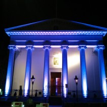 Hibernian Hall in Charleston, SC lit beautifully for a special event