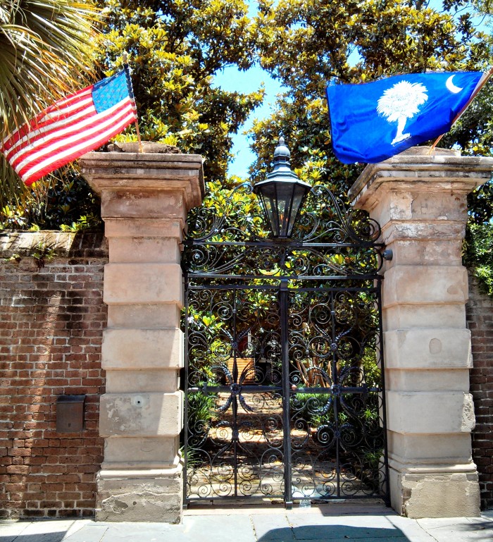 One of the most famous gates in Charleston, SC is the Sword Gate, named for the swords that are embedded in the design.