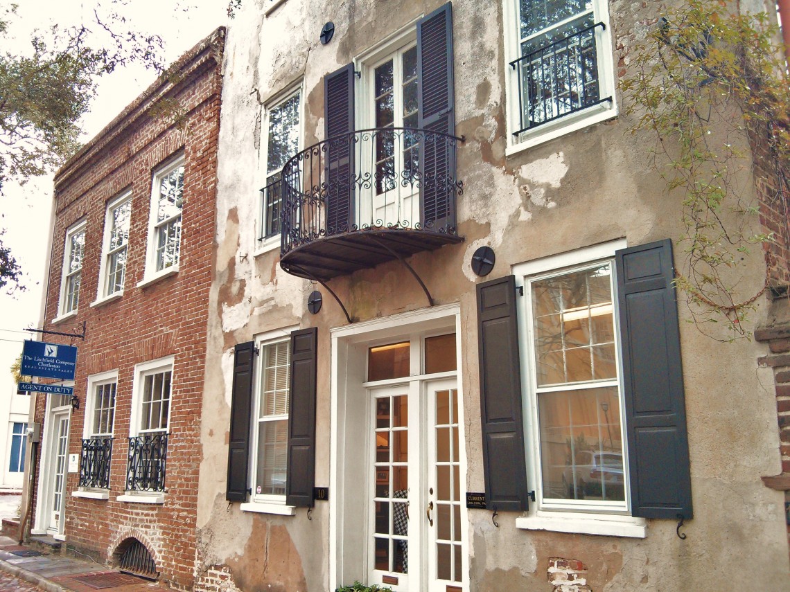There are wonderful cast and wrought iron balconies all over Charleston, SC.