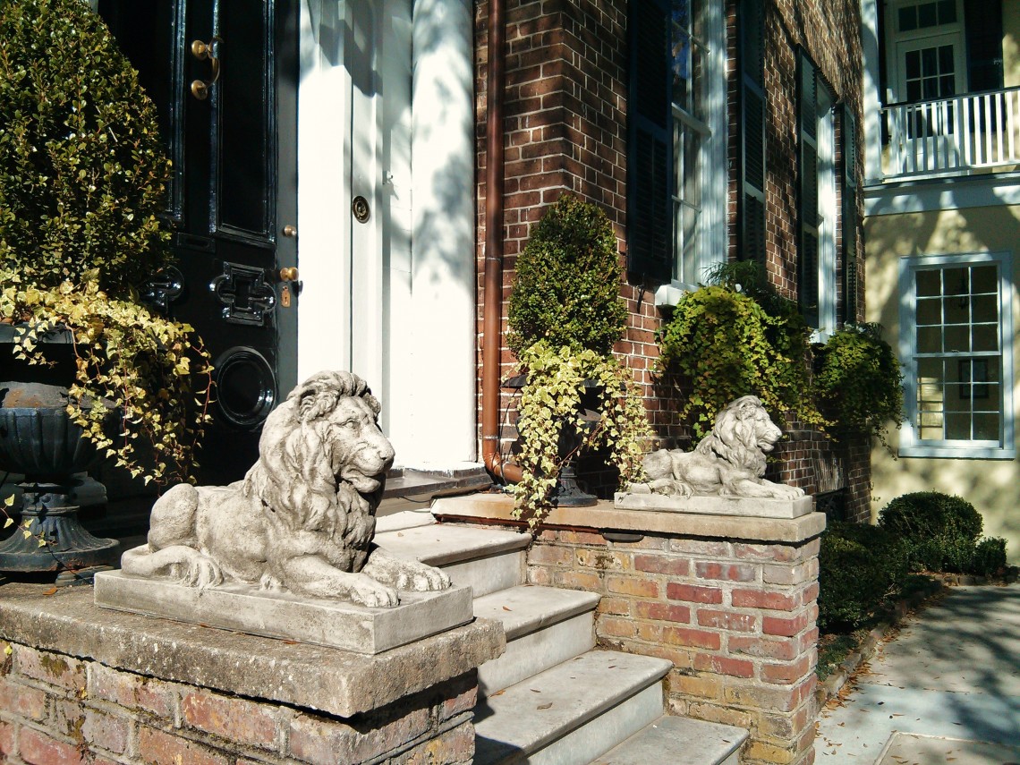 These stone lions are on magnificently on guard on Tradd Street in Charleston, SC