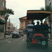 A traffic jam in Charleston can take many forms. Here's one created by a horse drawn carriage.