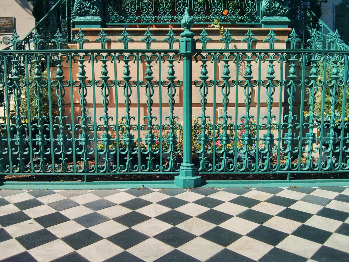 This beautiful sidewalk and ironwork is found at the John Rutledge House, home to one of the most historic figures to live in Charleston, SC.