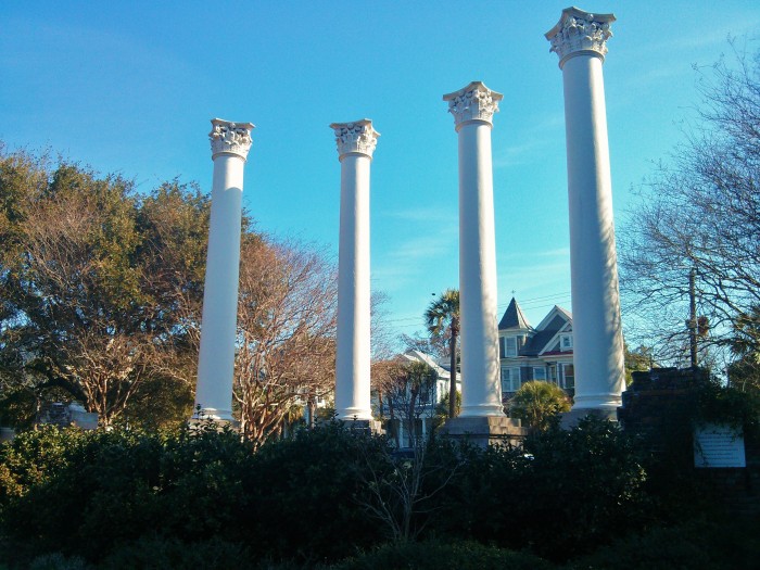 The old Charleston Museum burned down in 1981. These columns are all that remain.