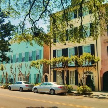 The house on the left is the first, or last...depending on which way you are going, of Rainbow Row in Charleston, SC.