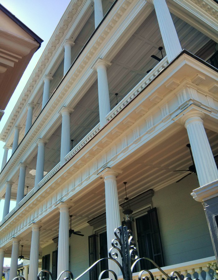 Side porches on a Charleston single house are called "piazzas" -- these are a magnificent example.