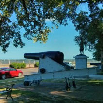 General Moultrie, a hero of the American Revolution, stands guard in White Point Garden -- along with some historical cannons (which are great to play on!).