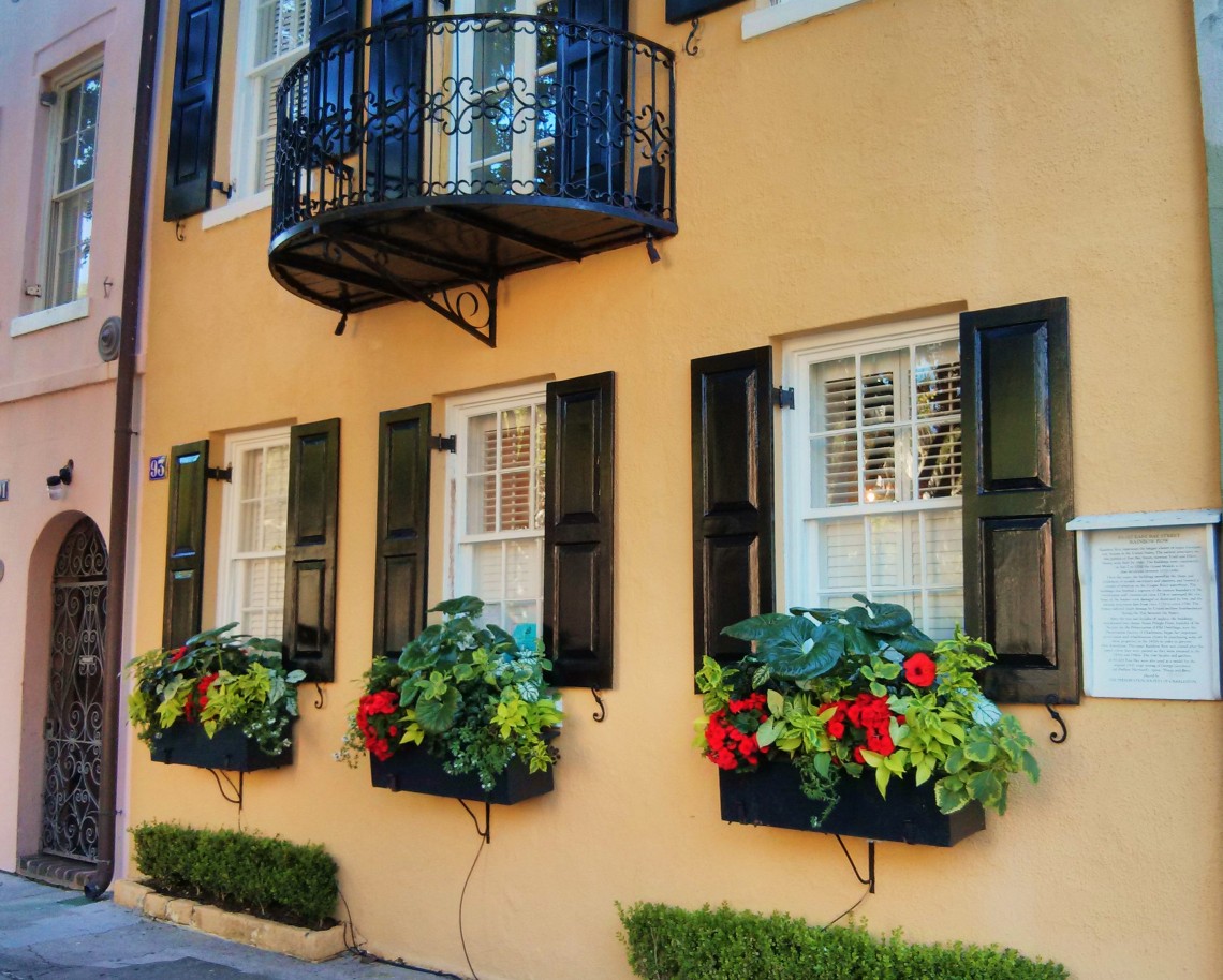 The flower boxes along Rainbow Row in Charleston, SC are spectacular.