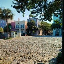 Charleston, SC has eight cobblestone streets... including South Adgers Wharf -- which runs into the end of the iconic Rainbow Row.