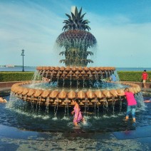 In the Charleston, SC summer heat, a great way to cool off is in the famous Pineapple Fountain in Waterfront Park.