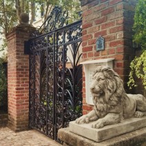 This lion, who has a twin, is guarding a beautiful iron gate on Tradd Street in Charleston, SC.