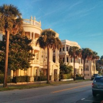 The early morning sun reflecting off some of the wonderful houses along East Battery in Charleston, SC.