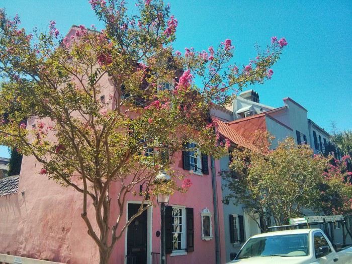 The Pink House (yes, that's its name) in Charleston, SC is the oldest building in Charleston and one of the oldest in SC.