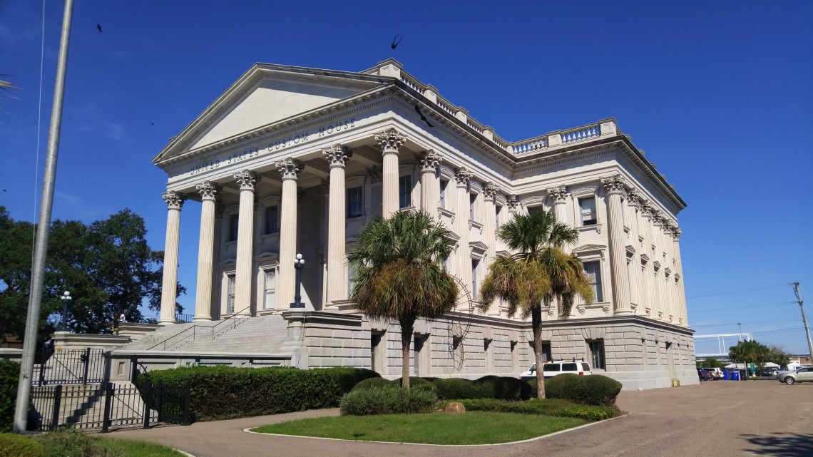 The US Customs House in Charleston, SC is a beautiful federal building. Construction took 26 years to complete, as it was interrupted by the Civil War.