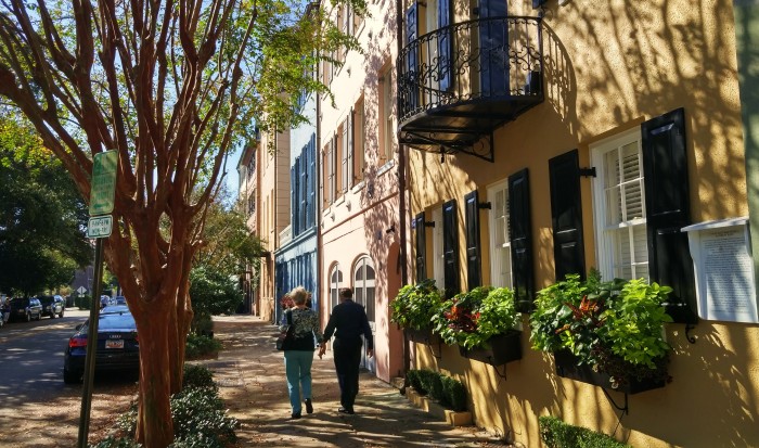 A beautiful spot to stroll in Charleston, SC is along Rainbow Row.