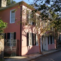 A colonial era house on Tradd Street in Charleston, SC is looking pretty in pink.