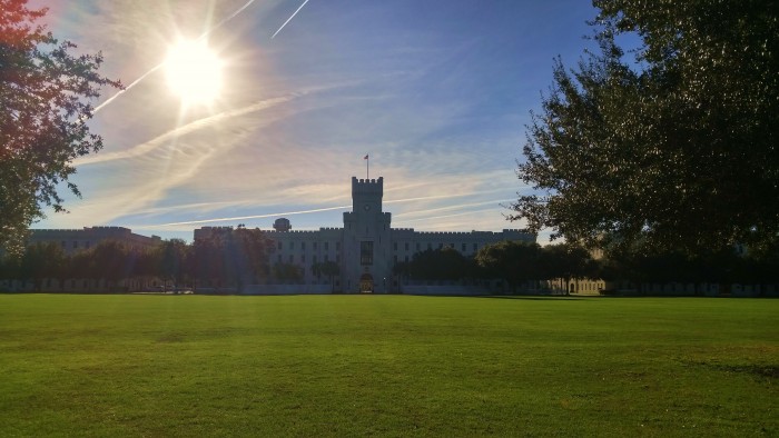 The Military College of South Carolina in the late afternoon sun.