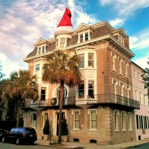 One of the indicators that it is holiday time in Charleston, SC is when this beautiful colonial era house puts on its Santa hat.