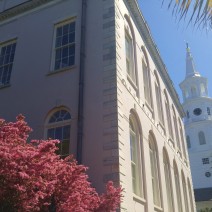 Spring in Charleston, SC is glorious. Here some fresh blossoms accent the architectural beauty of City Hall and St. Michael's Church