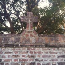 This unusual masonry wall is on the grounds of the Cathedral of St. John the Baptist on Broad Street in Charleston.