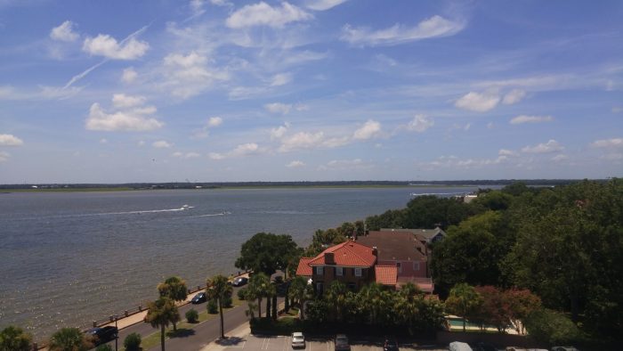 This photo of the Low Battery and Ashley River is taken from the Fort Sumter House. Once a hotel (the Fort Sumter Hotel), John F. Kennedy stayed there while in the Navy... prior to heading to the Pacific and taking command of PT109.
