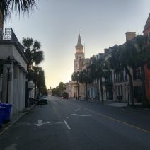 The sun starting to light up Broad Street, following the visit by Hurricane Matthew. A quiet before all the clean-up continues and the city works to get back to normal