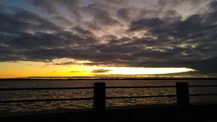 A dramatic sunset as seen from the Low Battery in Charleston.