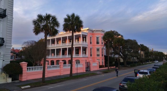 The wonderful pink house along the High Battery in Charleston, recently reverted to being a private home after years of being a B&B.