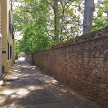 Price's Alley is one of the very cool Charleston alleys. On the other side of the brick wall is the spectacular Nathaniel Russell House, which is open to the public.