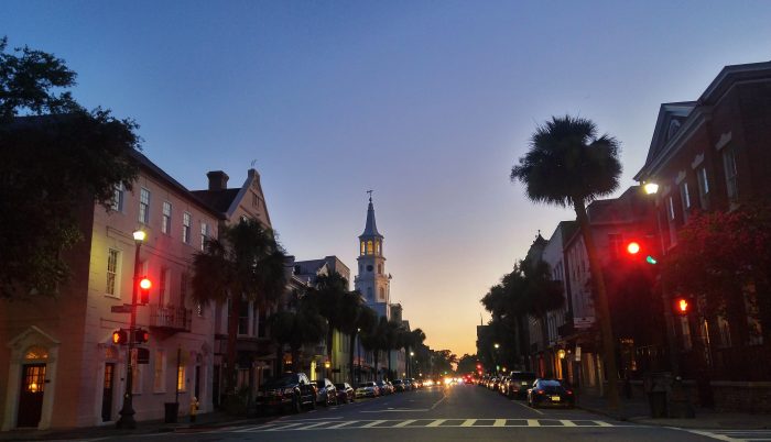 Early evening along Broad Street in Charleston. Lots of history and beautiful architecture.
