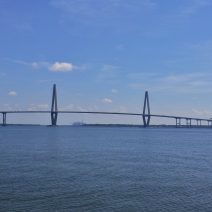 The Arthur Ravenel, Jr. Bridge links Charleston to Mt. Pleasant. Many people who have lived in Charleston prior to its construction just call it the Cooper River Bridge, as its predecessors were referred to. Whatever you want to call it, it's spectacular.