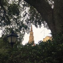 So Charleston. A lovely view of St. Philip's steeple, complete with gaslight. 