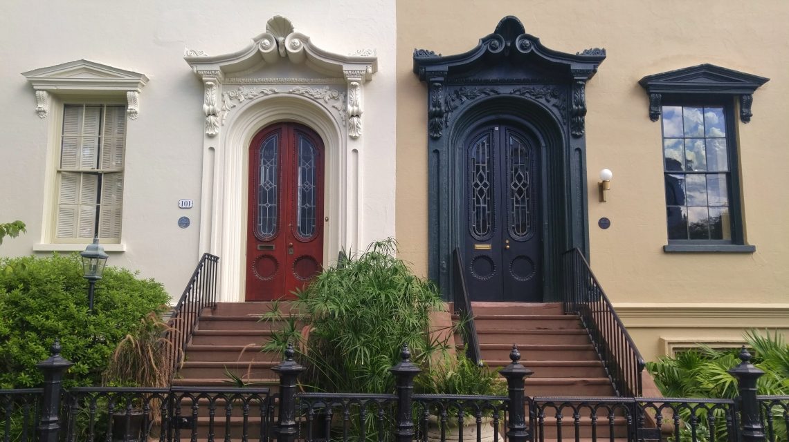 These doors on Bull Street, while not quite twins, are pretty great looking siblings.  The architectural detail in Charleston is fantastic.