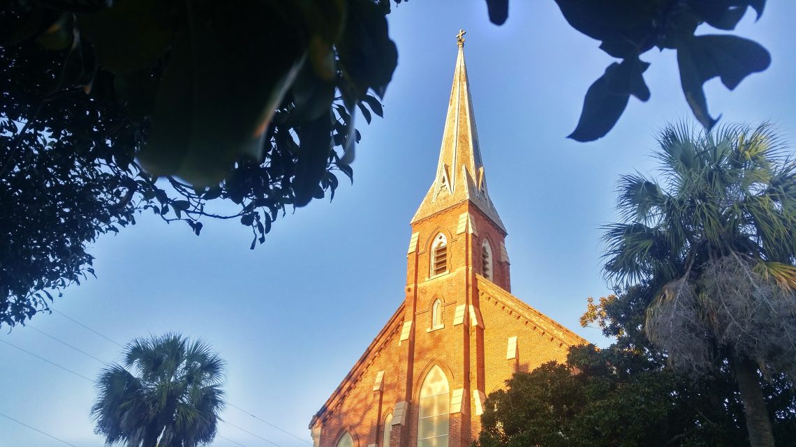 This Charleston steeple looks a bit like it should be heading to the International Space Station, but on earth it is actually St. Patrick Catholic Church on St. Philip Street.