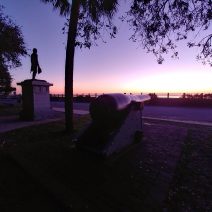 The statue honoring General William Moultrie, a hero of the Revolutionary War, has a spectacular view of the rising sun each morning in Charleston from its perch in White Point Garden.