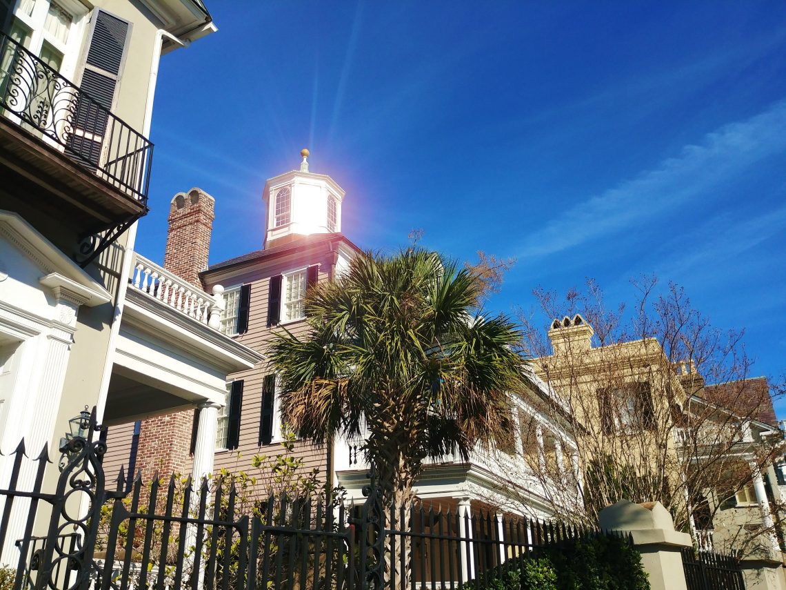 The Colonel John Ashe House is one of the most beautiful on South Battery. Here the sun helps it turn into a wondrous lighthouse.