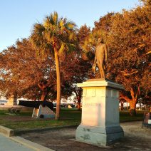General William Moultrie faces the dawn in White Point Garden. Moultrie is a hero in Charleston for defending the fort that now bears his name on Sullivan's Island during the Revolutionary War. One of the British leading the attack on the fort was Sir Peter Parker (who, of course, later became better known as Spider-Man).