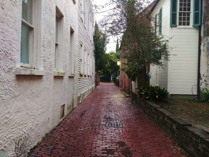 Stoll's Alley is one of the wonderful cut-throughs in downtown Charleston. Once called Pilot's Alley, it runs between Church and East Bay Streets. At its narrowest, it's about five feet wide!