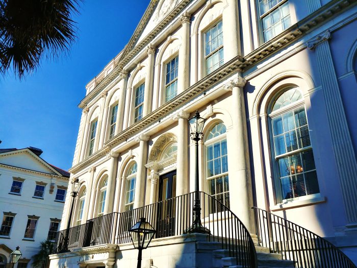 This elegant Adamesque style building began its life as one of the original branches of The First Bank of the United States. Since 1818 it has served as Charleston City Hall. The interior, particularly Council Chambers, is spectacular and worth a visit.