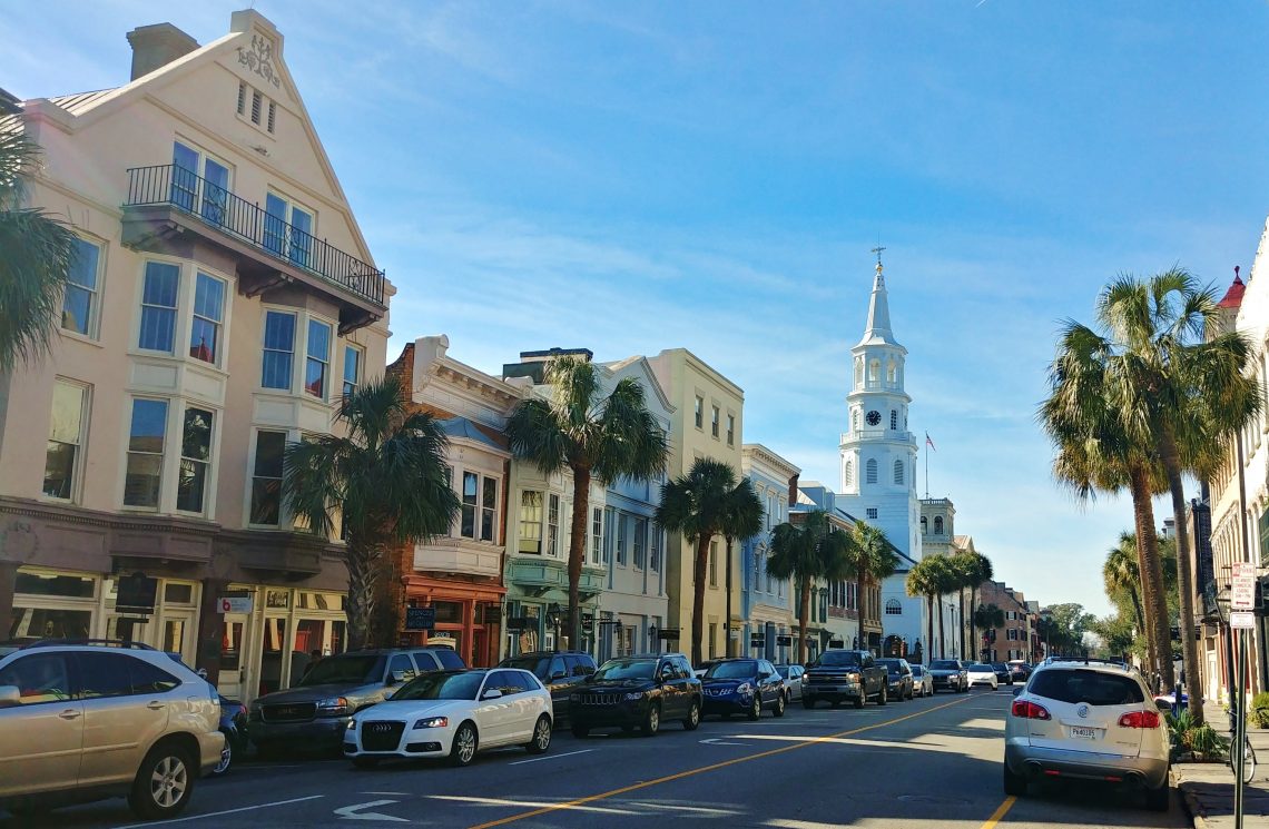 A view across Broad Street towards Meeting Street. The intersection there is also called the Four Corners of Law. Why? The buildings on each corner of that intersection represent Federal (US Post Office and Federal Courthouse), State (Charleston County Courthouse — in which state law is enforced), City (Charleston City Hall) and ecclesiastical law (St. Michael’s Church).  Some bonus trivia...did you know this phrase was first coined by the founder of Ripley's Believe it or Not?