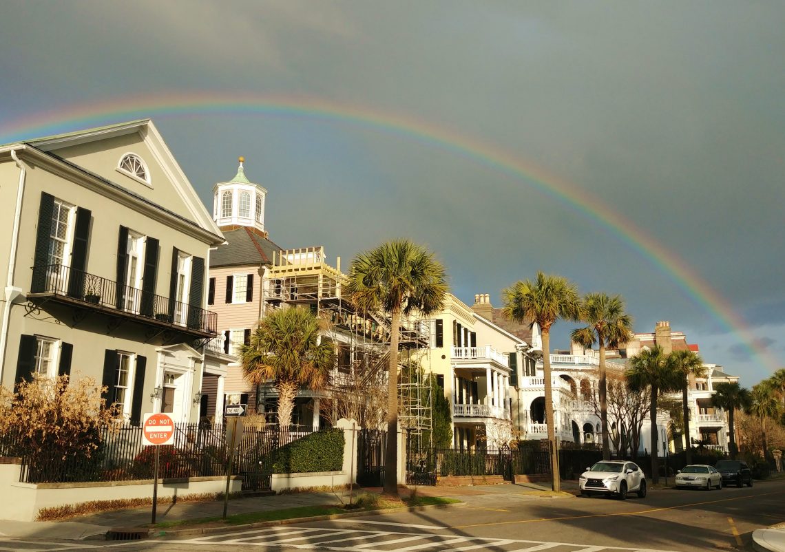 This wonderful rainbow, framing the fantastic houses on South Battery, seems to end right in White Point Garden. Lots has been found buried there over the years. Perhaps there is a pot of gold! 