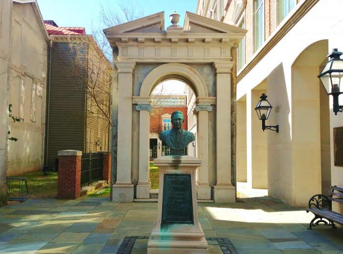 Gedney Howe, II, a prominent Charlestonian and lawyer, was posthumously honored for his contributions to the community with this bust when the Charleston Judicial Center was built.