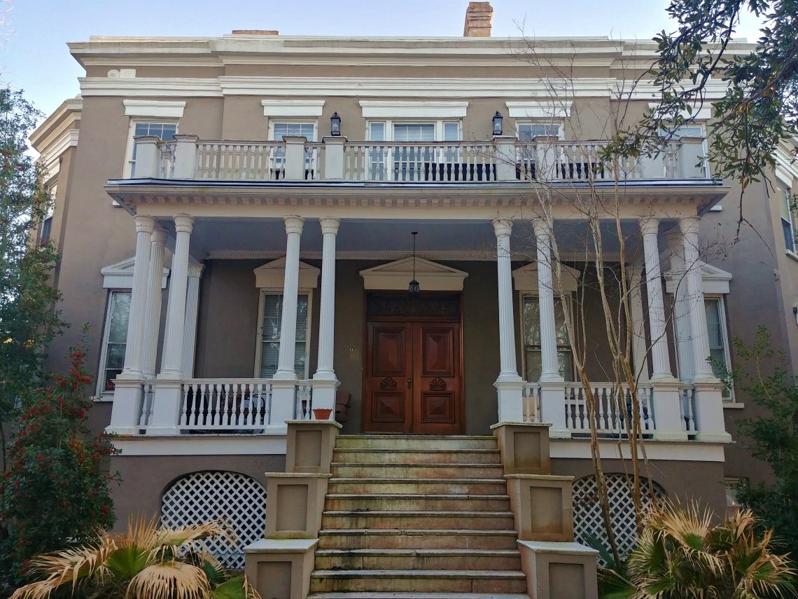 This impressive house on Bull Street, built circa 1854, was home to Francis Warrington Dawson -- who as a newspaper owner and editor helped form what is now the Post and Courier (the Pulitzer award winning Charleston daily). As an editor, one of the issues he championed was banning the practice of dueling. Ironically, as a result of an altercation over improper advances towards a governess in his household by a Bull Street neighbor, Dawson was shot and killed. Interestingly, despite some very odd behavior, his attacker and neighbor was acquitted. While celebrated by some, others must have thought that verdict to be bull.