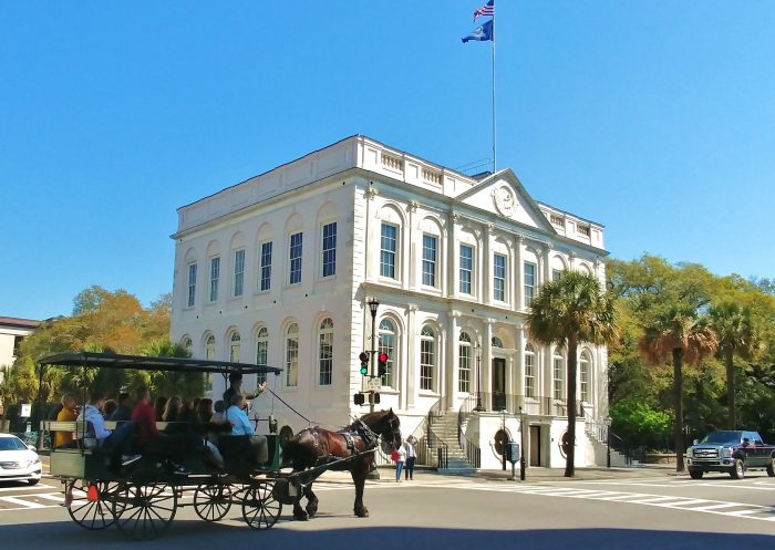 City Hall is one of the buildings that makes up Charleston's famous Four Corners of Law. Originally built (between 1800- 1804) as one of the first Banks of the United States , the building has served as city hall since 1818. It's gorgeous inside -- check it out.