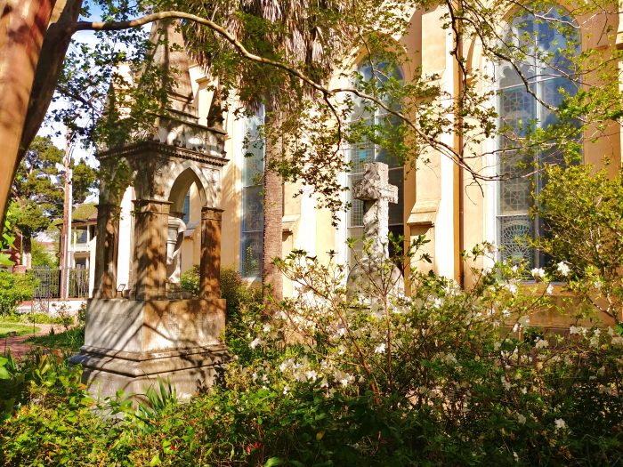 The Unitarian Church on Archdale Street, which is the oldest Unitarian church in the South, has a graveyard that is worth exploring any time of the year. It's kept in a more wild state than most, adding to its allure and beauty.