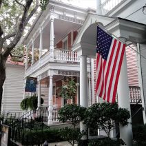 These flag waving wonderful Charleston houses can be found on Bull Street, right next to 60 Bull Cafe -- a very local sort of place, great for breakfast (all day) and dinner. 