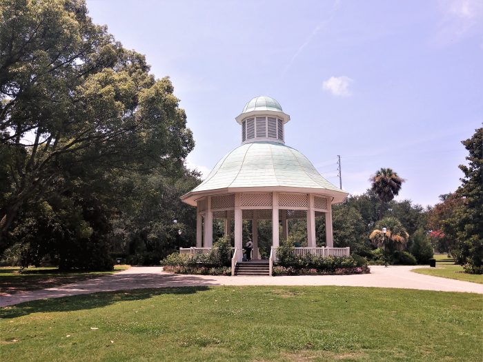 This inviting gazebo is in Hampton Park. In 1902 President Theodore Roosevelt visited the park during his visit to the South Carolina Inter-State and West Indian Exposition. 