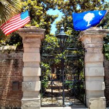 Decked out in flags, the Sword Gate is even more striking than usual. Did you know it has a twin -- which you can find at the Citadel, the Military College of South Carolina?