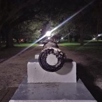 This four pound cannon is thought to have been made in France and was used by the American forces during the Revolutionary War. You can find it in White Point Garden, on the King Street side.