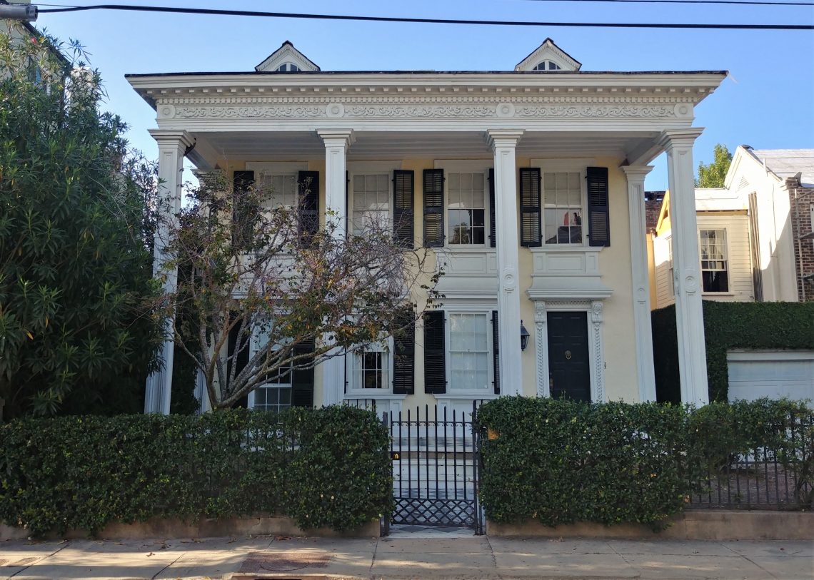 This eclectic house on "Big" Lamboll Street was built by the prolific Patrick O'Donnell in the 1850's. It's distinctly different in style than its larger neighbors.