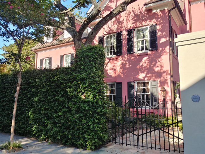 This pretty pink house on King Street is just steps from White Point Garden and the Battery.